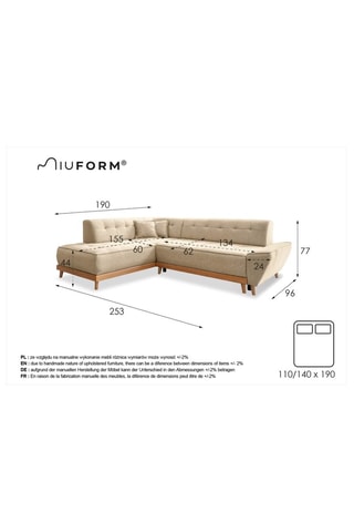 Canapé d’angle convertible Dazzing Daisy - Beige - 6 places - En polyester