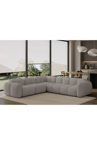 Canapé d’angle modulaire symétrique Cloud - Gris clair - 7 places - En polyester