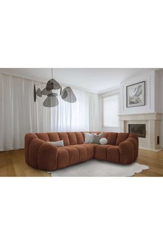 Canapé d’angle droit modulaire Shell - Rouge brique - 6 places - En polyester