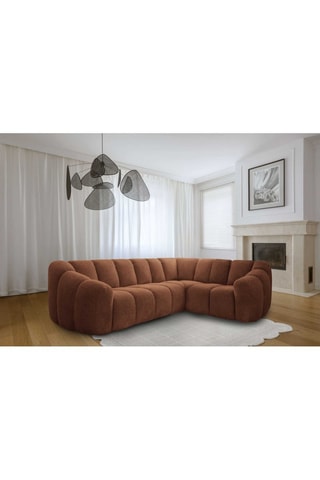 Canapé d’angle droit modulaire Shell - Rouge brique - 6 places - En polyester