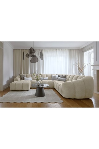 Canapé d'angle droit panoramique modulaire Shell - Beige - 8 places - En polyester