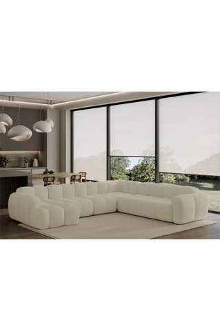 Canapé d’angle droit panoramique modulaire Cloud - Beige - 8 places - En polyester