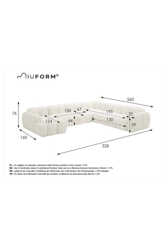 Canapé d’angle droit panoramique modulaire Cloud - Beige - 8 places - En polyester