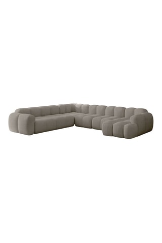 Canapé d’angle gauche panoramique modulaire Cloud - Gris clair - 8 places - En polyester
