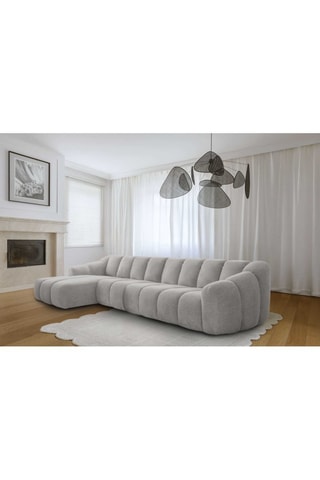 Canapé d'angle gauche modulaire Shell - Gris clair - 6 places - En polyester