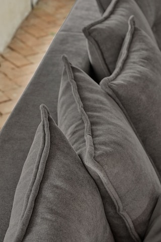 Canapé d’angle droit panoramique convertible Lazy - Gris foncé - 8 places - En polyester antitache