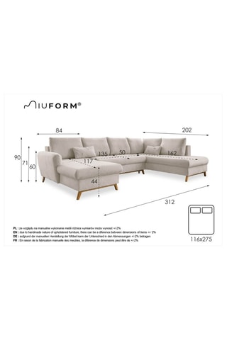 Canapé d’angle droit panoramique convertible Scandic Lagom - Turquoise - 8 places - En polyester