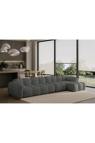 Canapé d’angle droit modulaire Cloud - Gris - 6 places - En polyester