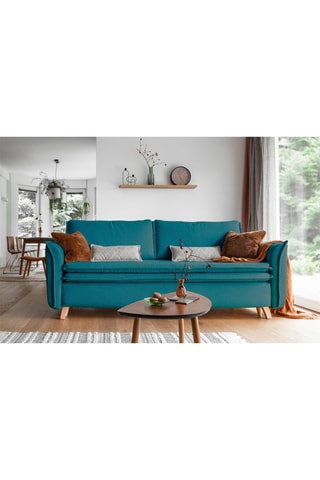 Canapé convertible Charming Charlie - Turquoise - 3 places - En polyester