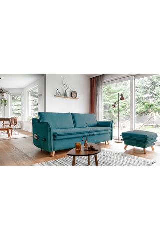 Canapé convertible Charming Charlie - Turquoise - 3 places - En polyester