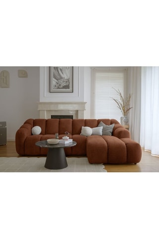 Canapé d'angle droit modulaire Shell - Rouge brique - 4 places - En polyester