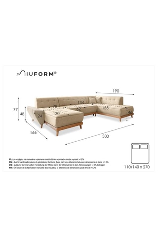 Canapé d’angle convertible Dazzing Daisy - Beige - 8 places - En polyester