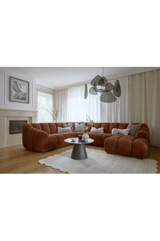 Canapé d’angle gauche modulaire Shell - Rouge brique - 8 places - En polyester