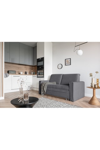 Canapé convertible Lucky Lucy - Gris - 3 places - En tissu structuré