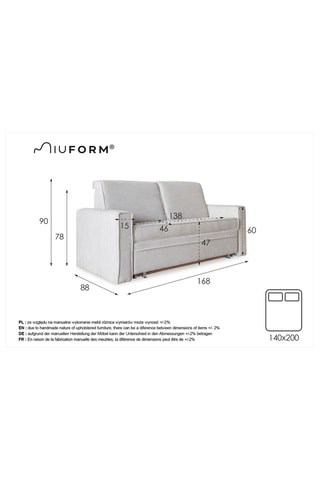 Canapé convertible Lucky Lucy - Gris - 3 places - En tissu structuré