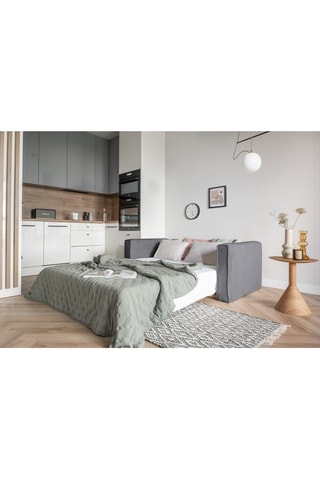 Canapé convertible Lucky Lucy - Gris - 3 places - En tissu structuré