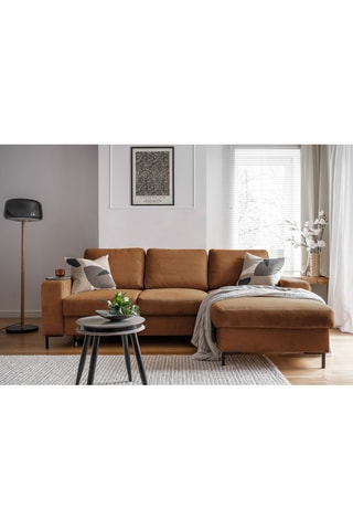 Canapé d'angle droit convertible Lofty Lilly - Marron - 4 places - En polyester