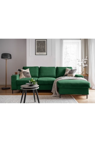 Canapé d'angle droit convertible Lofty Lilly - Vert- 4 places - En polyester