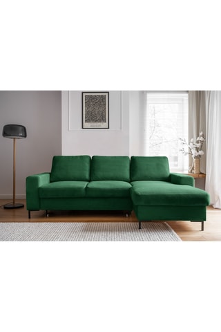 Canapé d'angle droit convertible Lofty Lilly - Vert- 4 places - En polyester