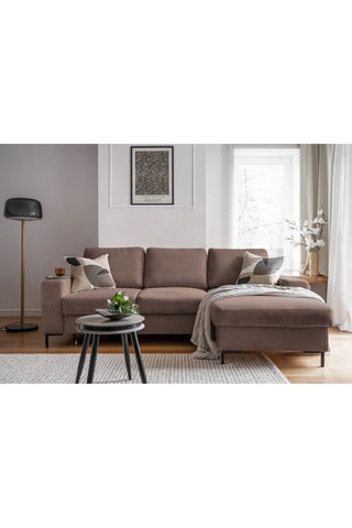 Canapé d'angle droit convertible Lofty Lilly - Taupe - 4 places - En polyester