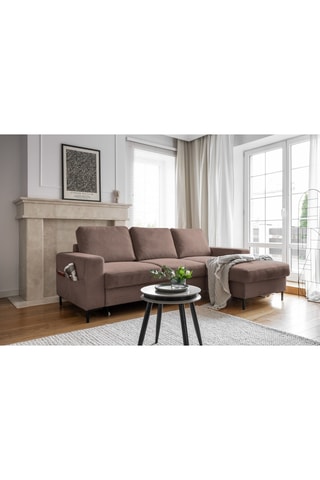 Canapé d'angle droit convertible Lofty Lilly - Taupe - 4 places - En polyester