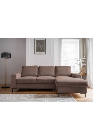 Canapé d'angle droit convertible Lofty Lilly - Taupe - 4 places - En polyester