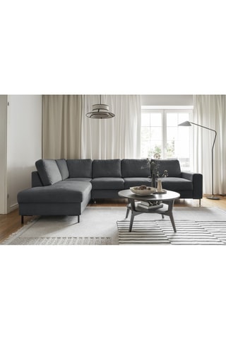 Canapé d'angle droit convertible Lofty Lilly - Anthracite - 7 places - En polyester