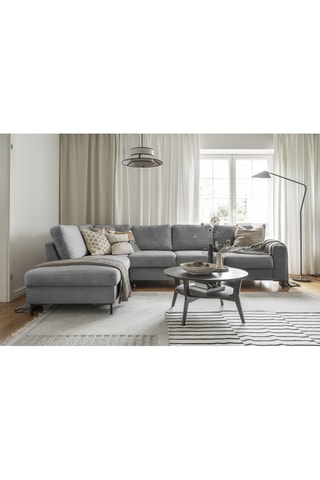 Canapé d'angle droit convertible Lofty Lilly - Gris - 7 places - En polyester