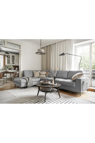 Canapé d'angle droit convertible Lofty Lilly - Gris - 7 places - En polyester