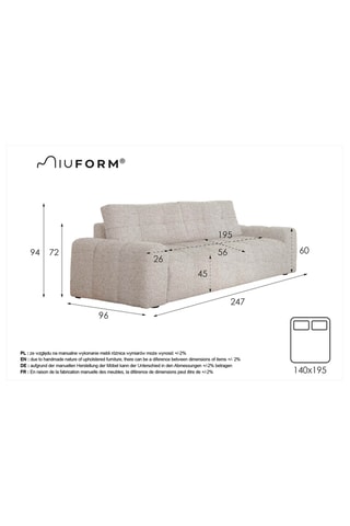 Canapé convertible Lulu - Gris clair - 3 places - En tissu structuré