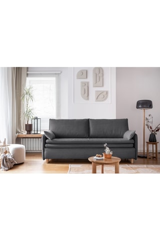 Canapé convertible Simon - Anthracite - 3 places - En tissu structuré anti-tâche