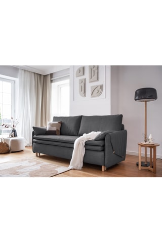 Canapé convertible Simon - Anthracite - 3 places - En tissu structuré anti-tâche