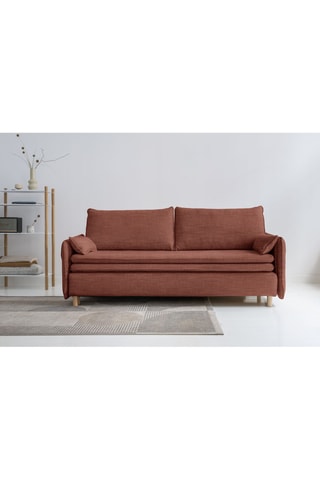 Canapé convertible Simon - Rouille - 3 places - En tissu structuré anti-tâche