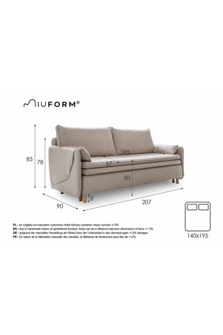 Canapé convertible Simon - Rouille - 3 places - En tissu structuré anti-tâche