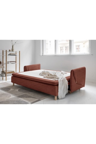 Canapé convertible Simon - Rouille - 3 places - En tissu structuré anti-tâche