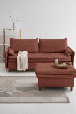 Canapé convertible Simon - Rouille - 3 places - En tissu structuré anti-tâche