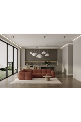 Canapé d'angle gauche Cloud - Marron - 6 places - En tissu structuré anti-tâche