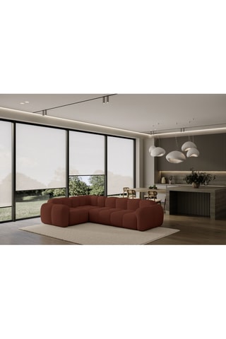 Canapé d'angle gauche Cloud - Marron - 6 places - En tissu structuré anti-tâche