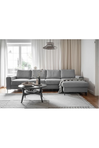 Canapé d'angle droit convertible Lofty Lilly - Gris - 5 places - En polyester