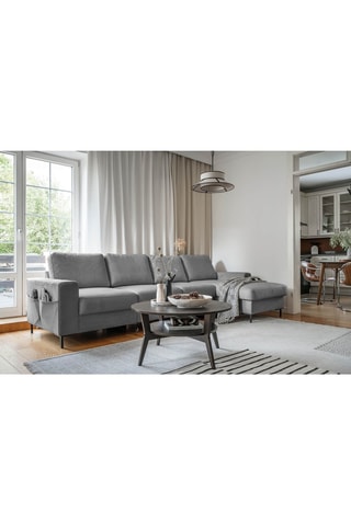 Canapé d'angle droit convertible Lofty Lilly - Gris - 5 places - En polyester