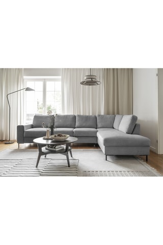 Canapé d'angle droit convertible Lofty Lilly - Gris - 7 places - En polyester