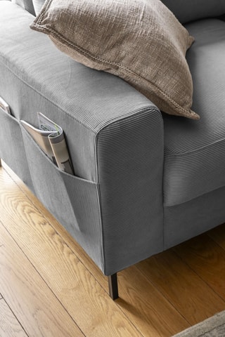 Canapé d'angle droit convertible Lofty Lilly - Gris - 7 places - En polyester