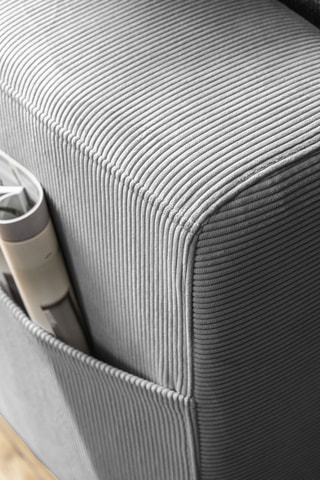 Canapé d'angle droit convertible Lofty Lilly - Gris - 7 places - En polyester