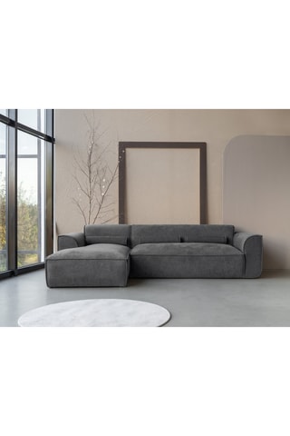Canapé d'angle gauche Flex Felix - Gris - 4 places - En tissu chenille anti-tâche