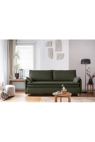 Canapé convertible Simon - Vert - 3 places - En tissu structuré anti-tâche