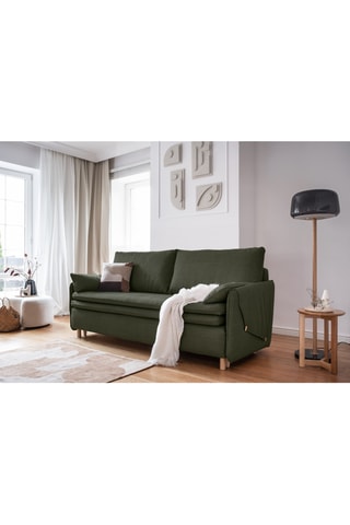Canapé convertible Simon - Vert - 3 places - En tissu structuré anti-tâche