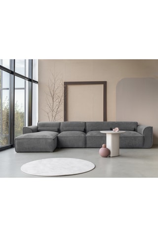 Canapé d'angle droit Flex Felix - Anthracite - 6 places - En tissu chenille anti-tâche