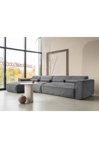 Canapé d'angle droit Flex Felix - Anthracite - 6 places - En tissu chenille anti-tâche