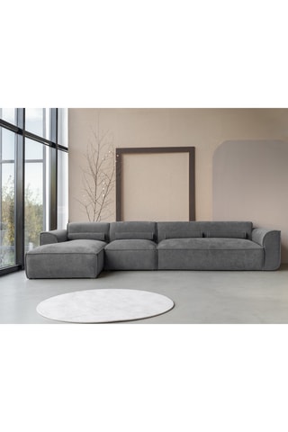 Canapé d'angle droit Flex Felix - Anthracite - 6 places - En tissu chenille anti-tâche