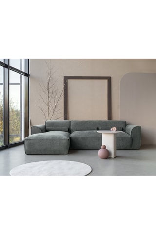 Canapé d'angle gauche Flex Felix - Vert olive - 4 places - En tissu chenille anti-tâche